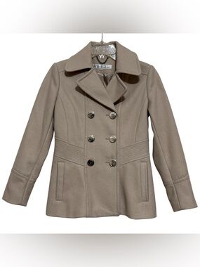 Kenneth Cole New York Women's Beige Double Breasted Peacoat Size 4P